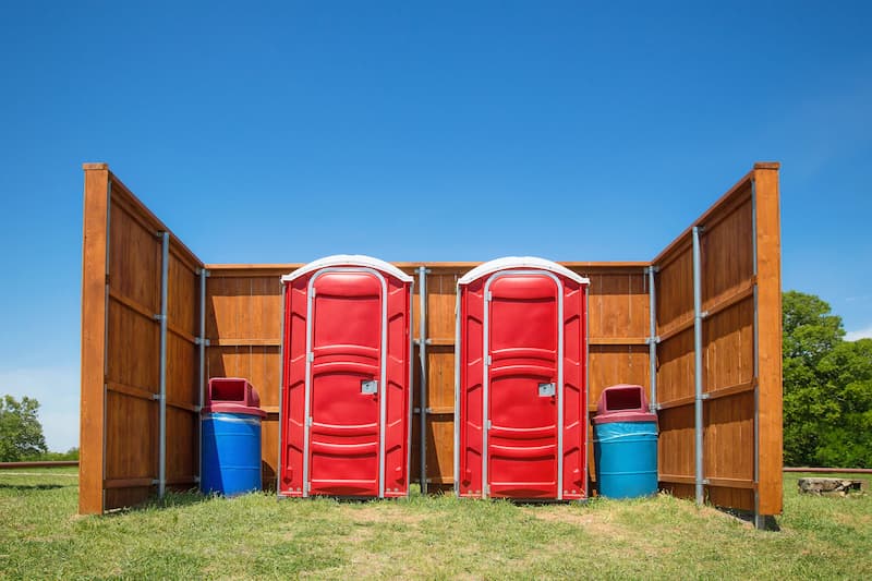 Short-term porta potty units staged for delivery in Missoula, Montana